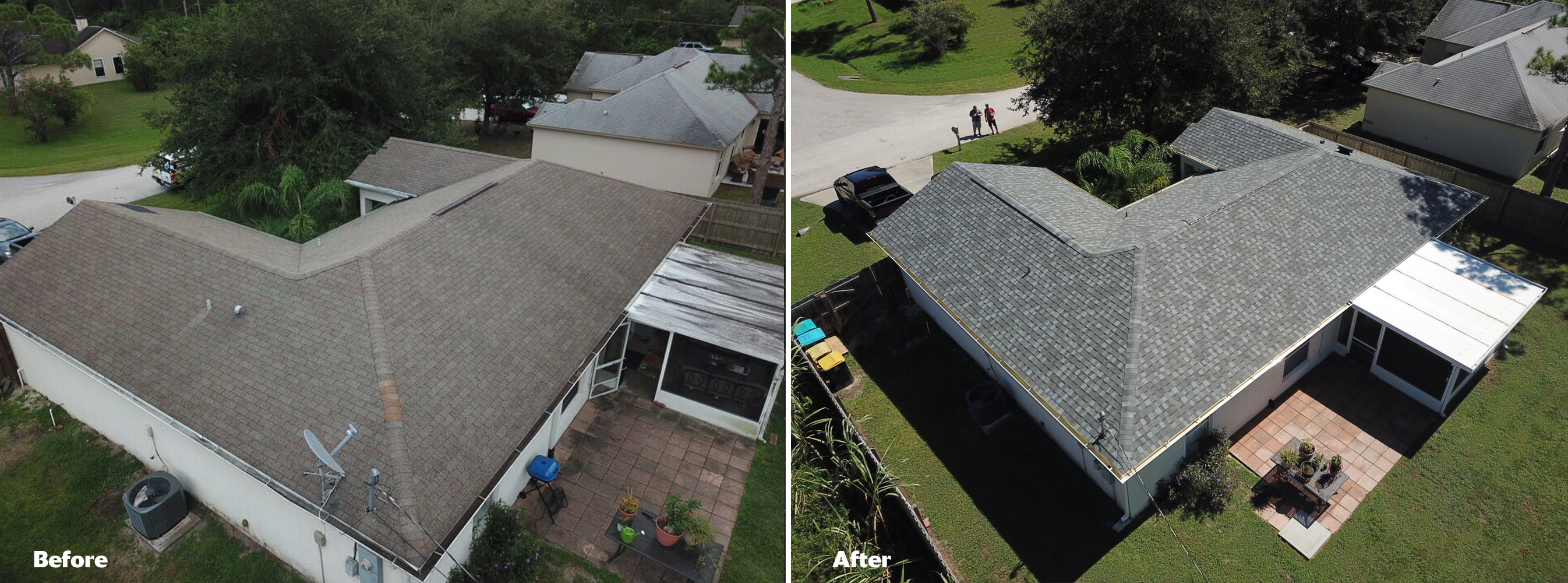 Langford roof - before and after